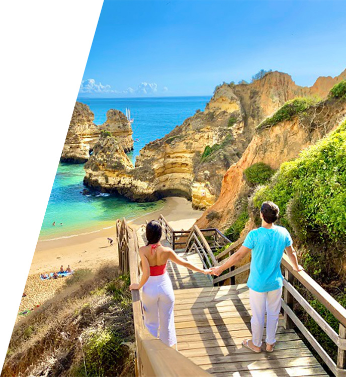 Couple arriving at the beach in Lagos